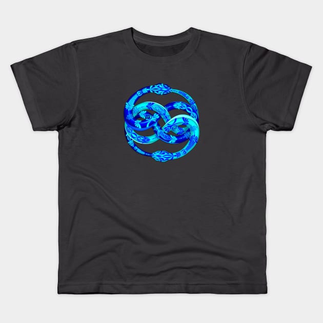 Blue Ouroboros Kids T-Shirt by MandalaSoul